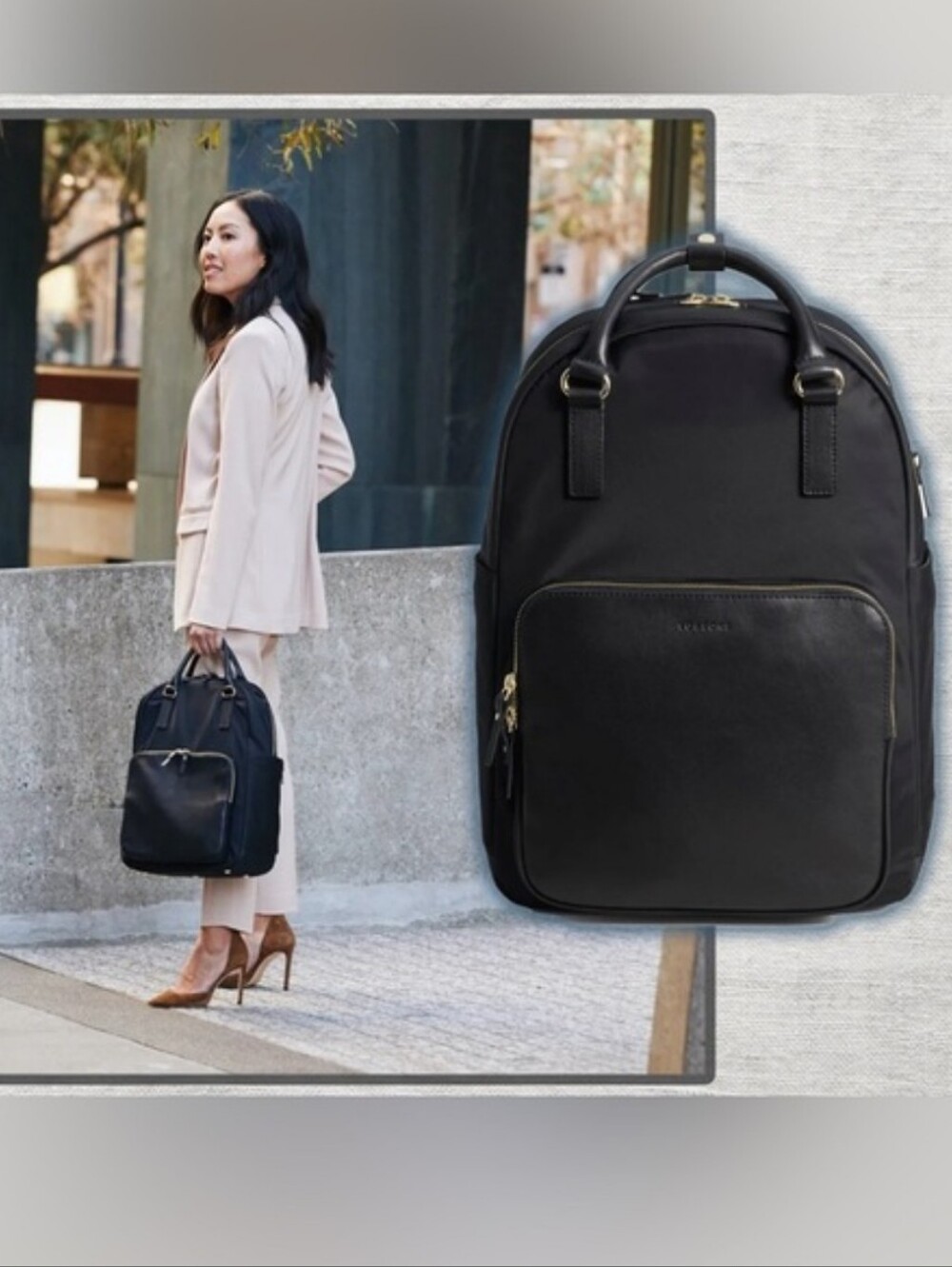 Lo & Sons Rowledge Laptop Backpack Black & Lavender